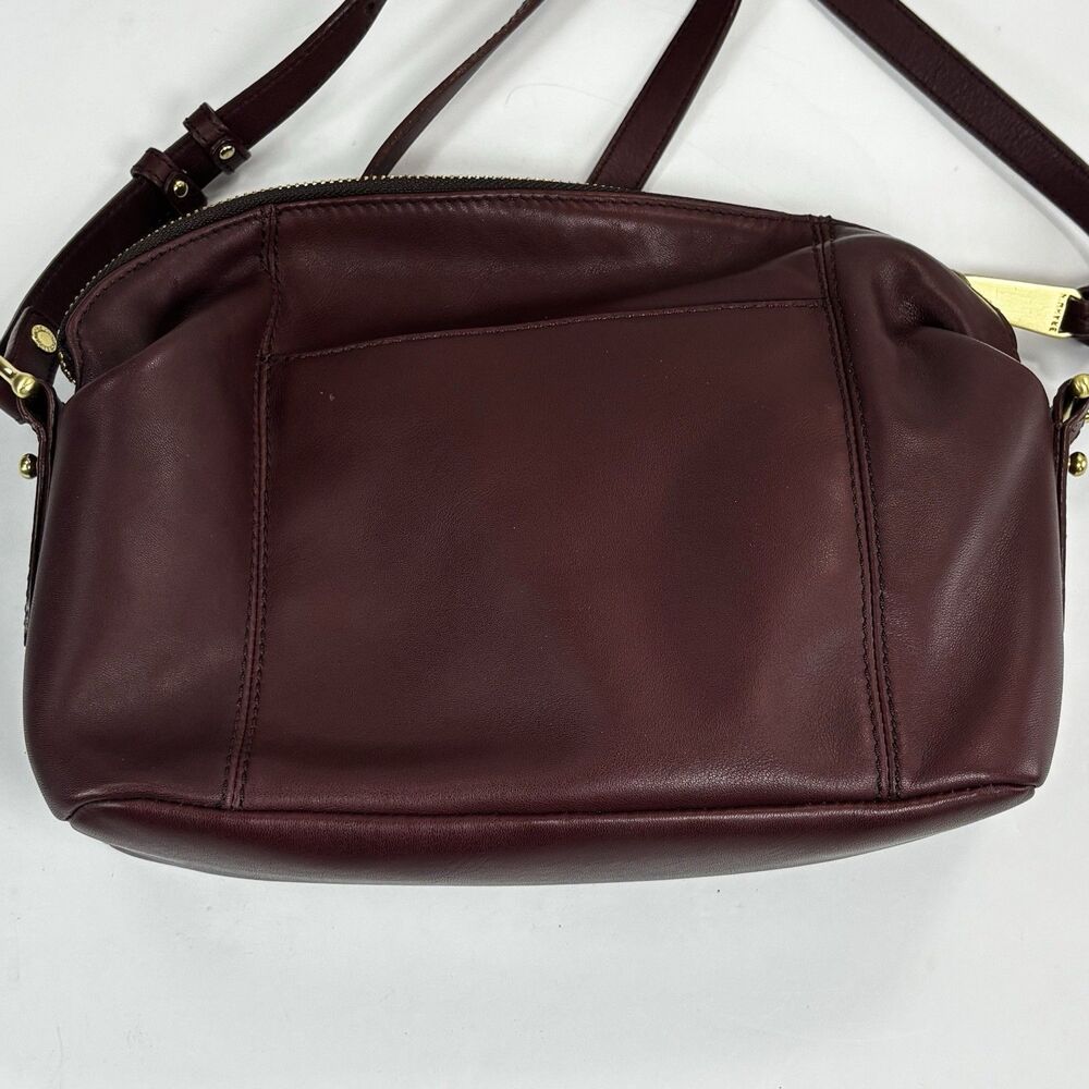 Vintage Brahmin Bag Smooth Burgundy Leather Purse Authentic Gold Ship Logo Soft - Picture 7 of 16